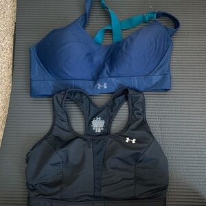 2 Under Armour Black & Navy Sports Bra Set - Molded Cup